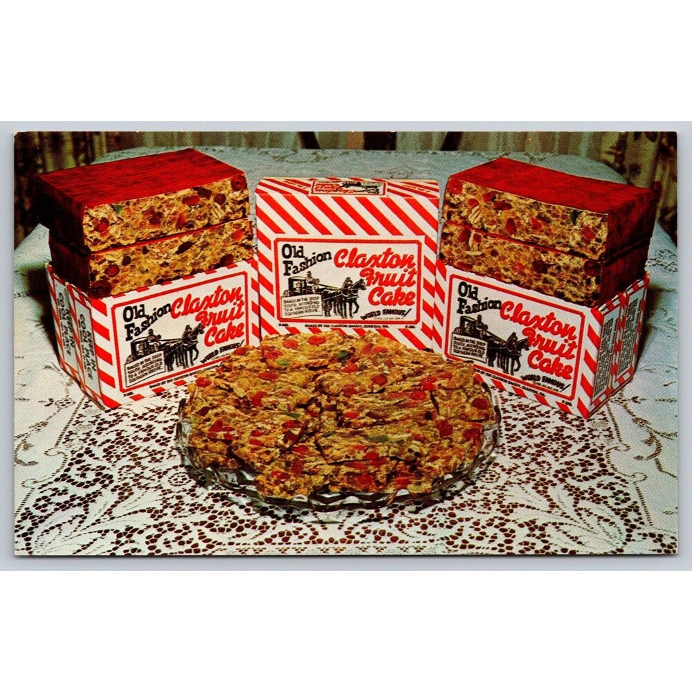 Vintage Postcard Old Fashioned Claxton Fruit Cake Bakery Georgia Horse & Buggy
